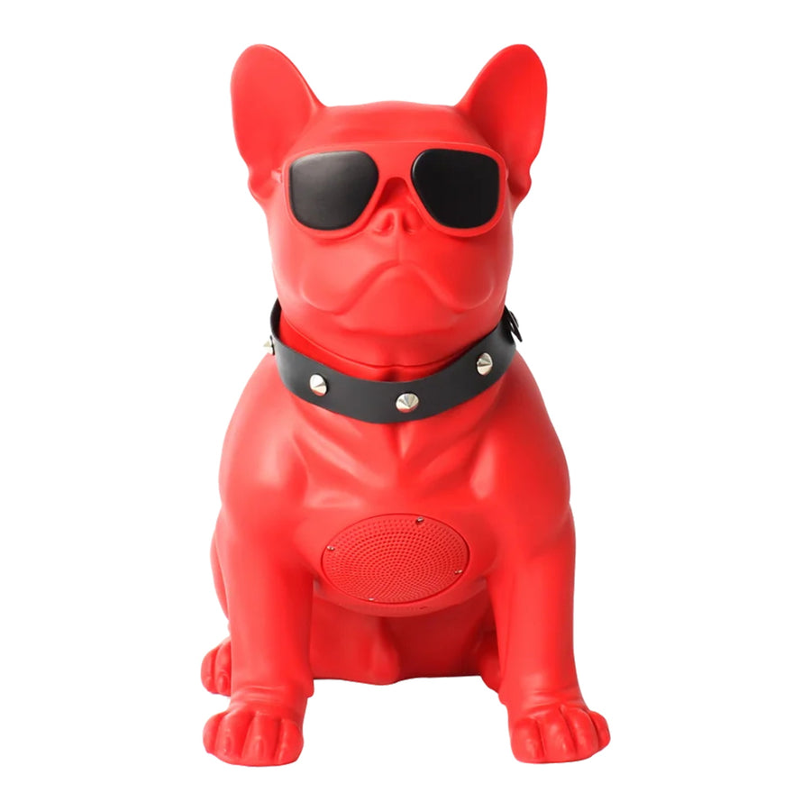 MaxPower Wooof Frenchie Style 13" Tall Dog Speaker With Glasses And Mic - Red - MD561-RED-7.jpg