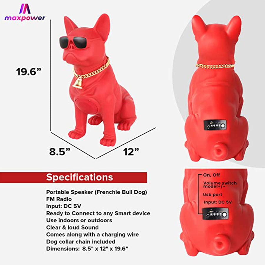 MaxPower Wooof 20" Tall Speaker With Gold Style Chain And Two Built In Speakers - Red - MD566-RD-4.jpg