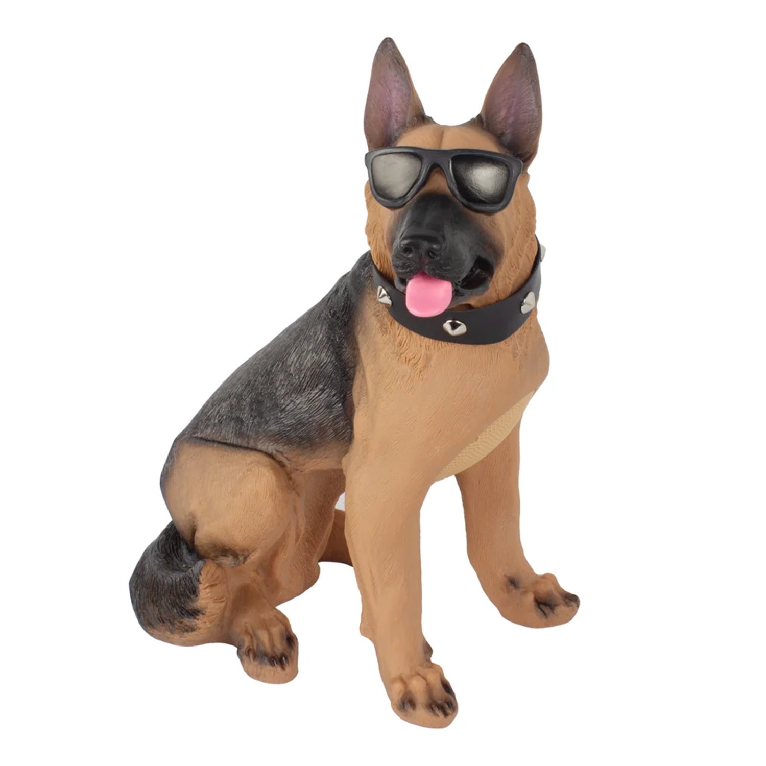 MaxPower Wooof 11" Tall Speaker German Sheperd Style With Glasses & Collar - Brown