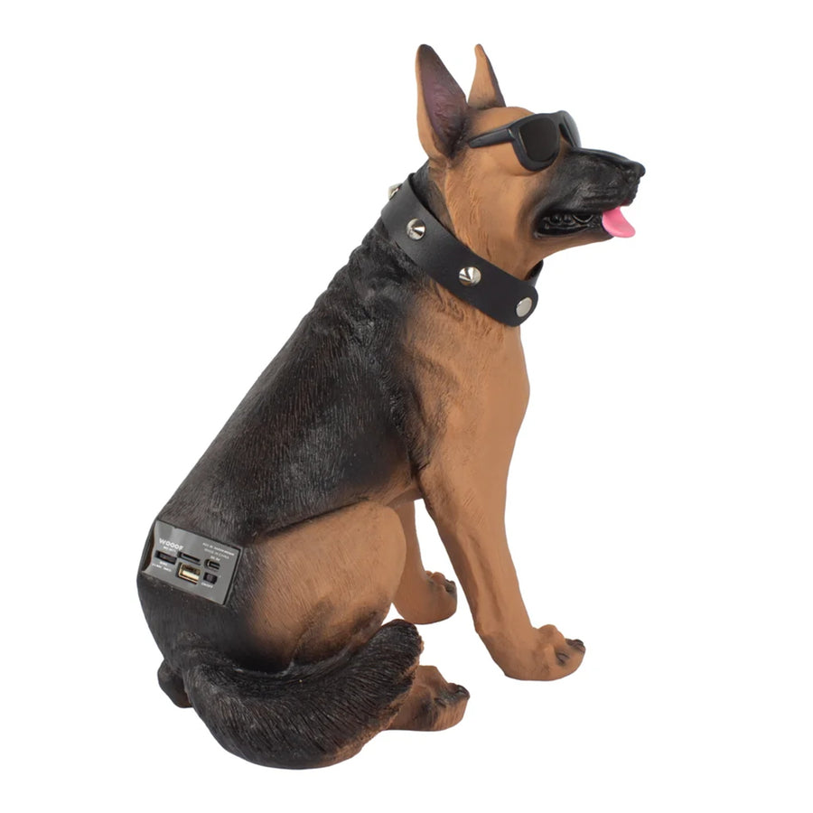MaxPower Wooof 11" Tall Speaker German Sheperd Style With Glasses & Collar - Brown - MD5671-BROWN-6.jpg