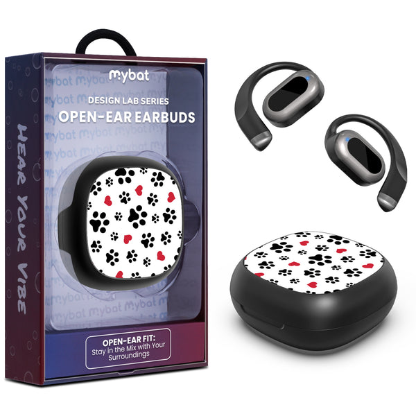 MyBat Design Lab Open-Ear Earbuds - Black - Paw Prints and Hearts - MFHSBTST251-001-1.jpg