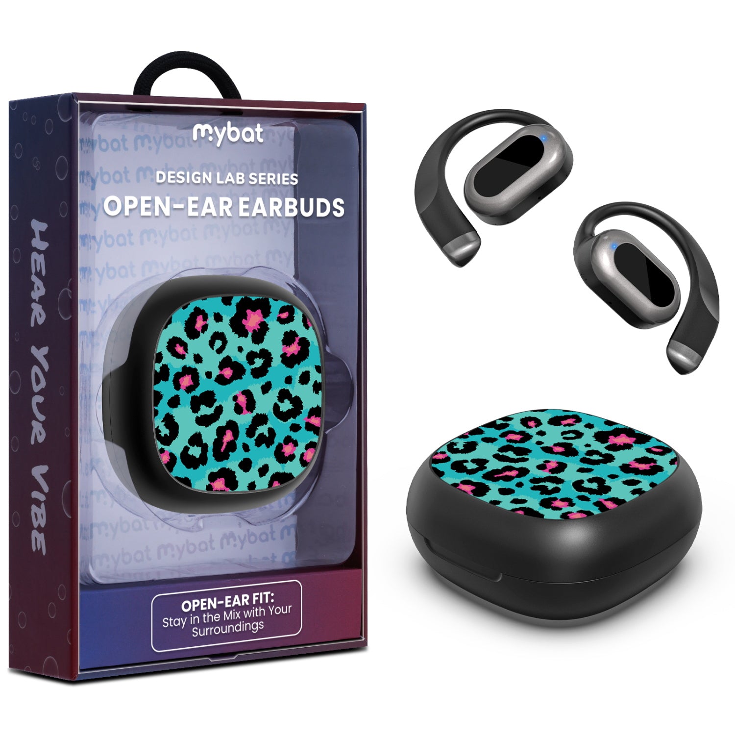 MyBat Design Lab Open-Ear Earbuds - Black - Multicolor Leopard - MFHSBTST251-004-1.jpg