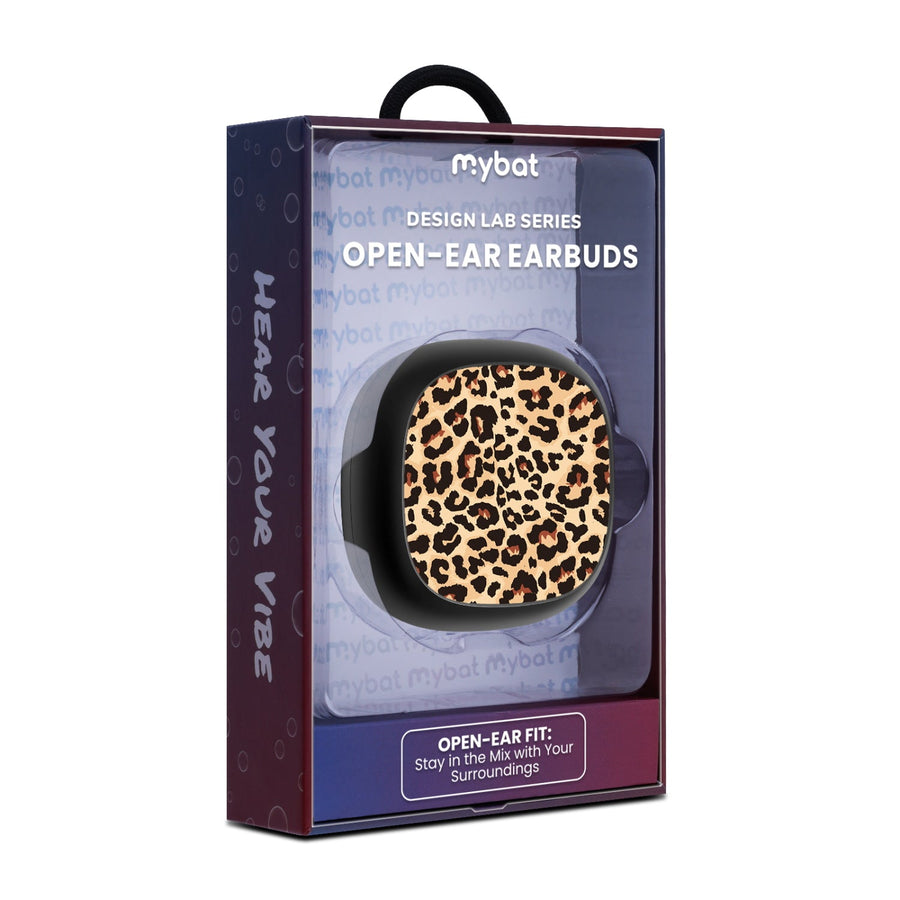MyBat Design Lab Open-Ear Earbuds - Black - Leopard Print