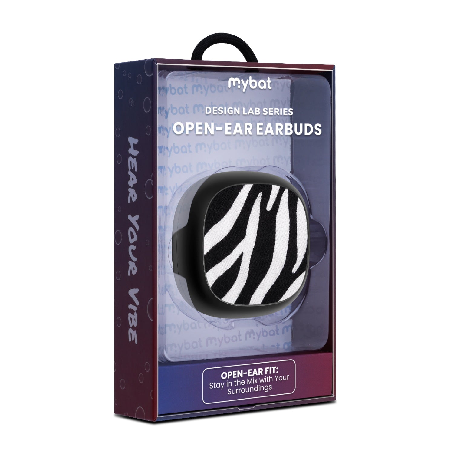MyBat Design Lab Open-Ear Earbuds - Black - Zebra Print