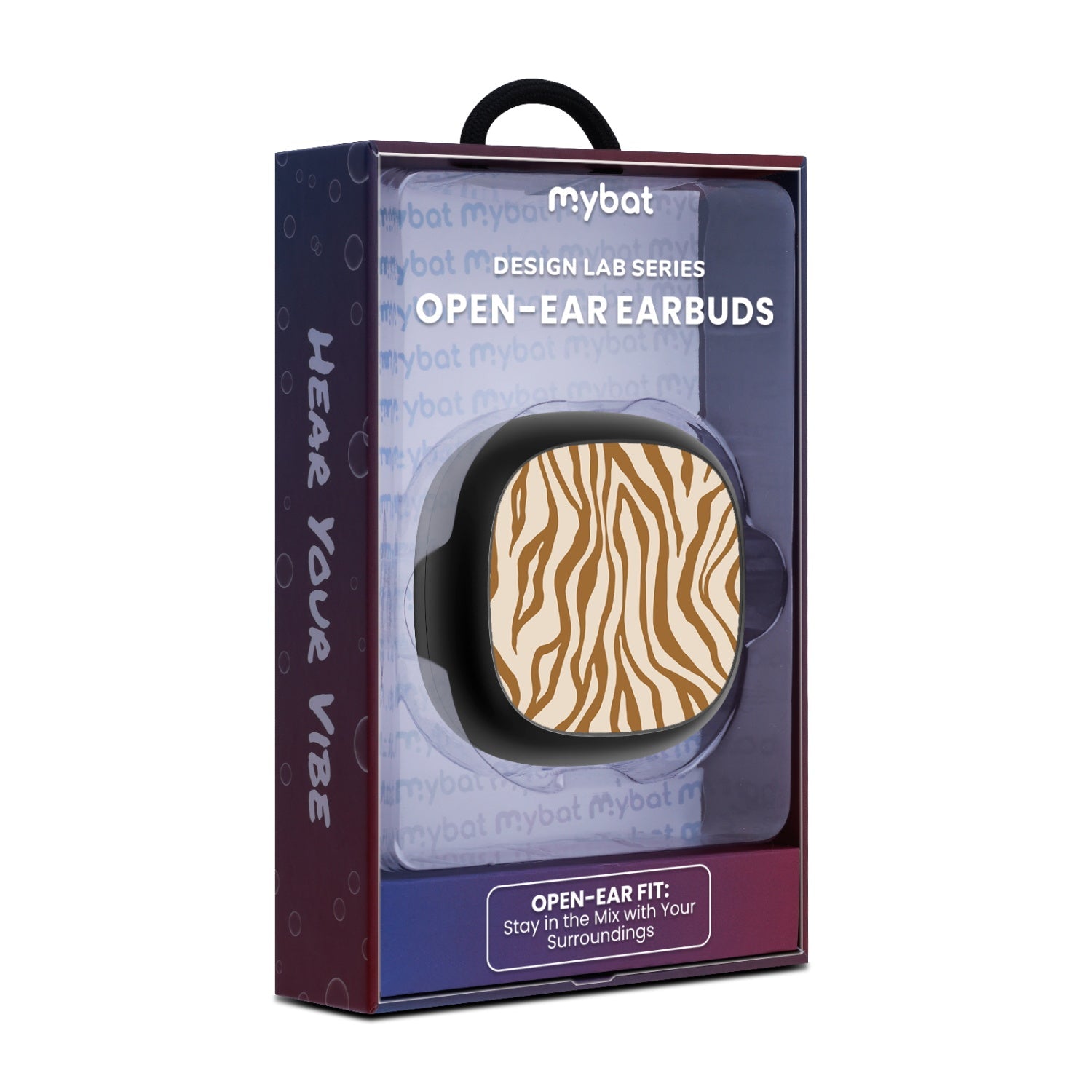 MyBat Design Lab Open-Ear Earbuds - Black - Tiger Stripes