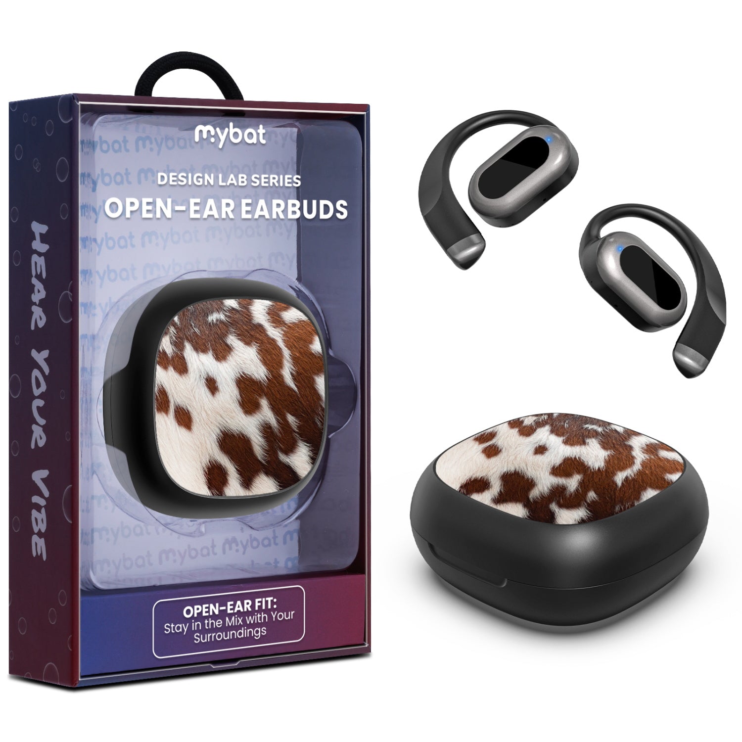 MyBat Design Lab Open-Ear Earbuds - Black - Cow Fur - MFHSBTST251-013-1.jpg
