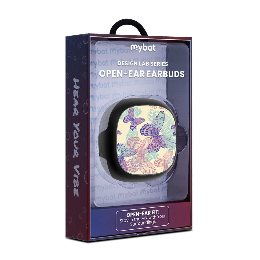 MyBat Design Lab Open-Ear Earbuds - Black - Butterflies