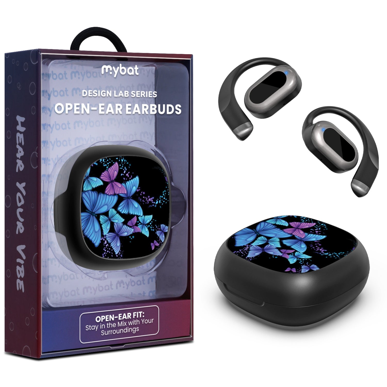MyBat Design Lab Open-Ear Earbuds - Black - Butterfly Night - MFHSBTST251-021-1.jpg