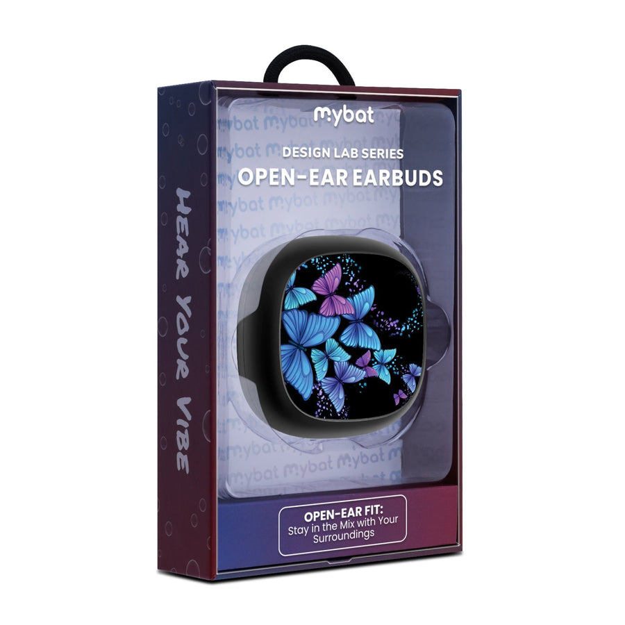 MyBat Design Lab Open-Ear Earbuds - Black - Butterfly Night