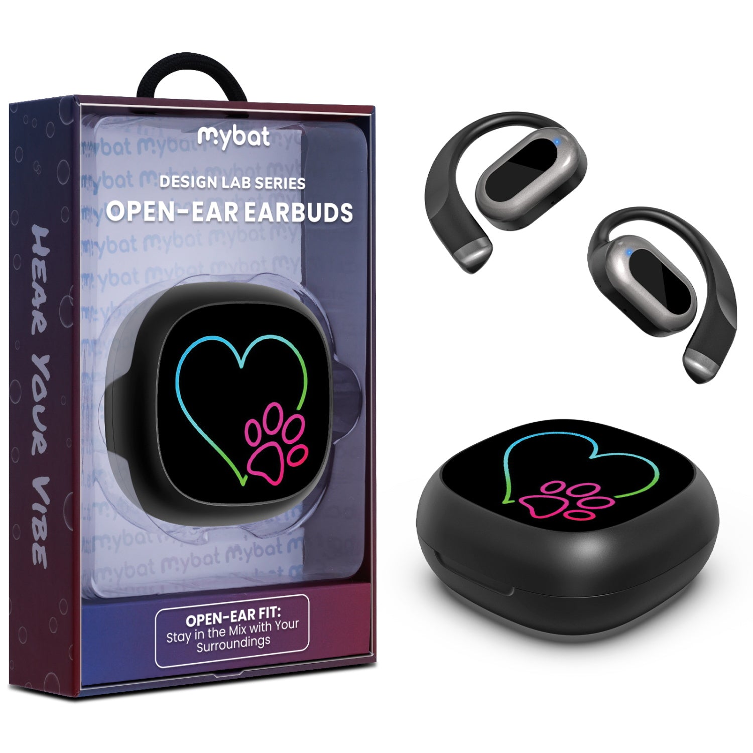MyBat Design Lab Open-Ear Earbuds - Black - Puppy Love - MFHSBTST251-023-1.jpg