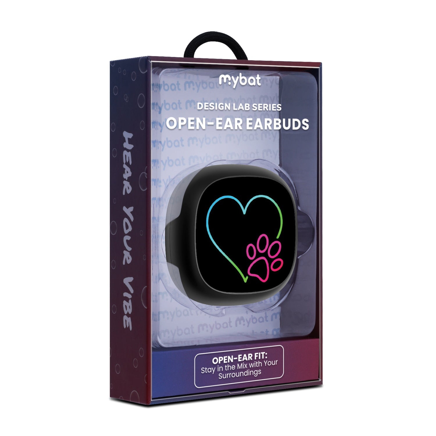 MyBat Design Lab Open-Ear Earbuds - Black - Puppy Love
