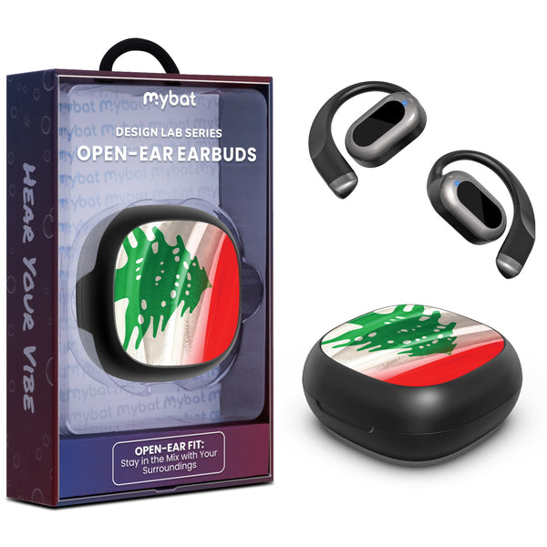 MyBat Design Lab Open-Ear Earbuds - Black - Lebanese Flag - MFHSBTST251-033-1.jpg