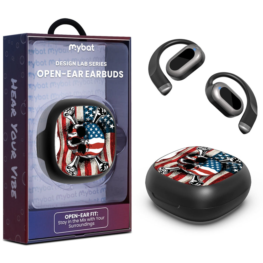 MyBat Design Lab Open-Ear Earbuds - Black - Land of the Free