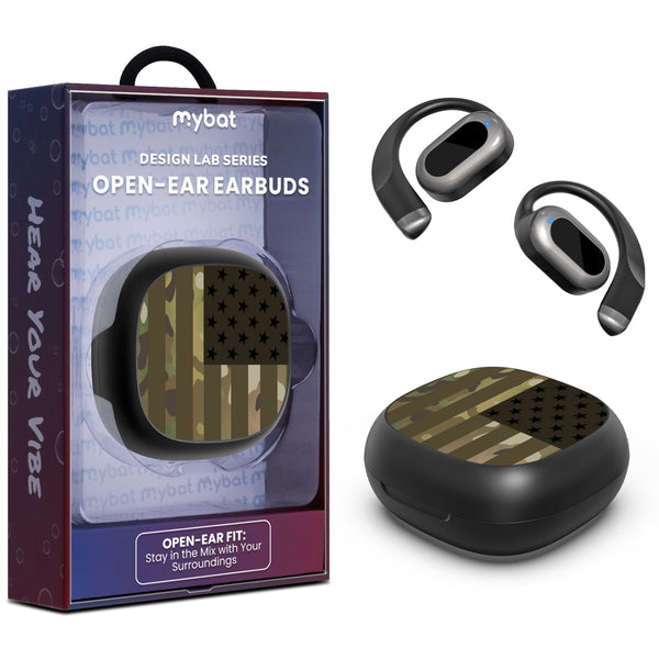 MyBat Design Lab Open-Ear Earbuds - Black - Military Camouflage American Flag - MFHSBTST251-054-1.jpg