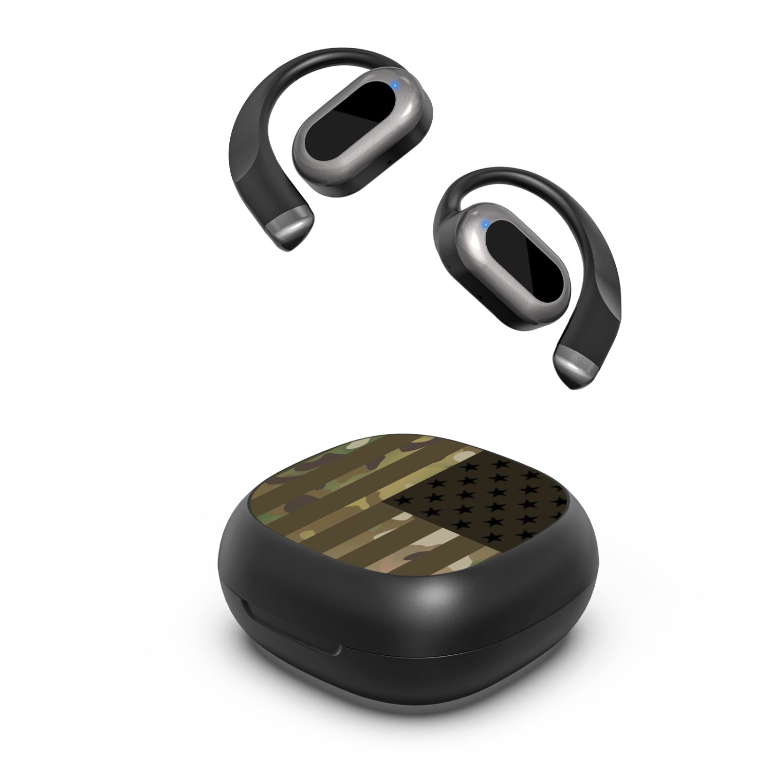 MyBat Design Lab Open-Ear Earbuds - Black - Military Camouflage American Flag - MFHSBTST251-054-2.jpg
