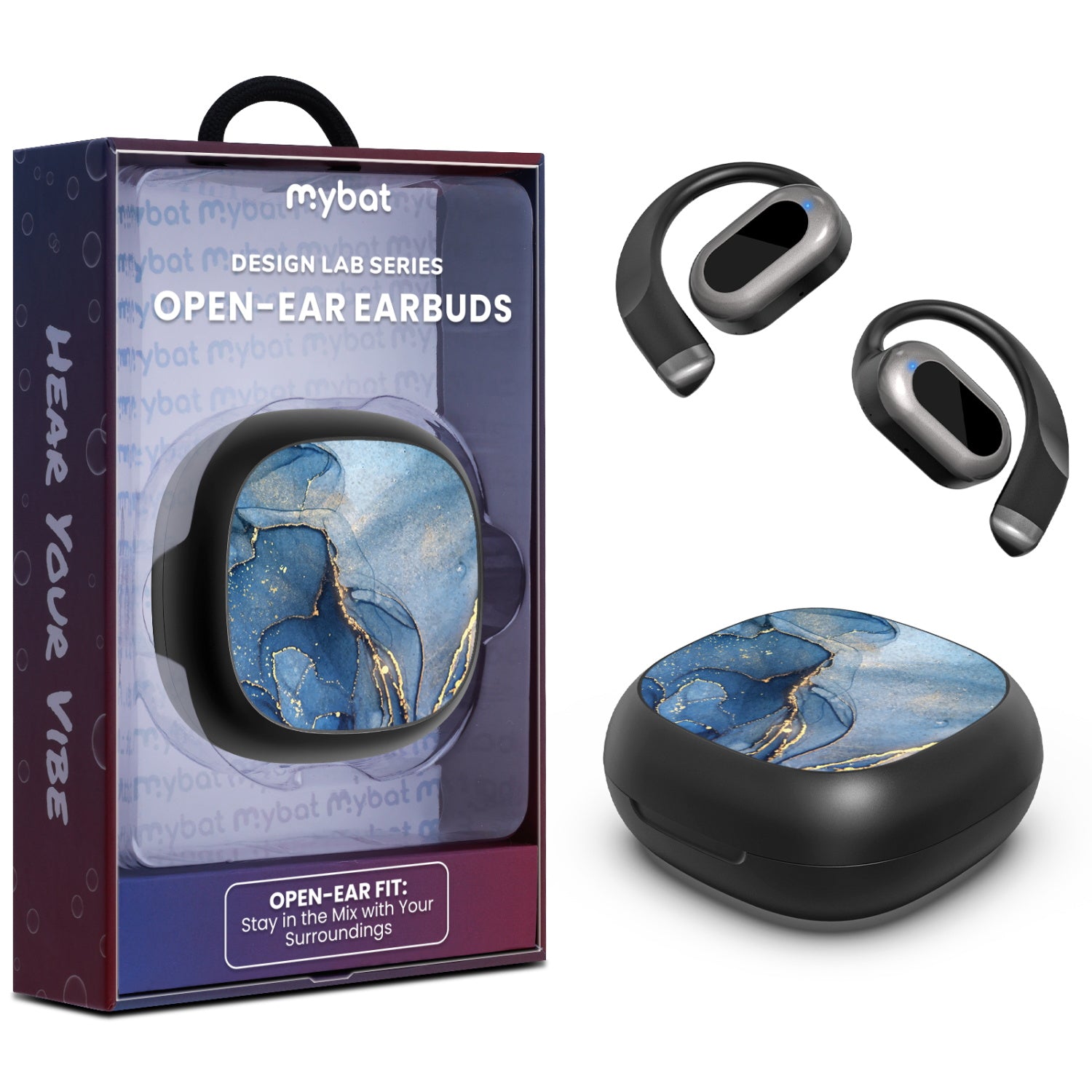 MyBat Design Lab Open-Ear Earbuds - Black - Blue Marble - MFHSBTST251-106-1.jpg