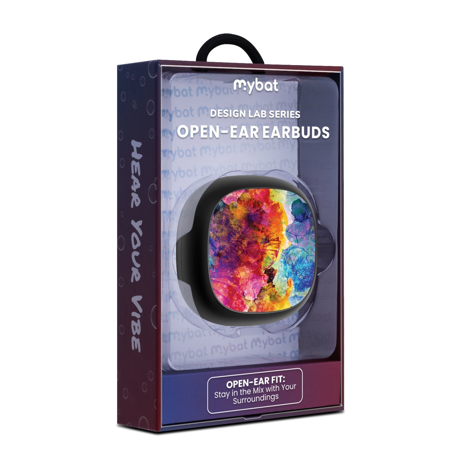 MyBat Design Lab Open-Ear Earbuds - Black - Color Burst