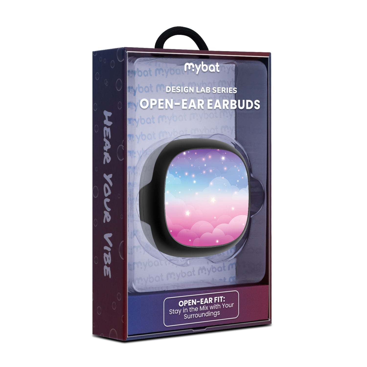 MyBat Design Lab Open-Ear Earbuds - Black - Clouds & Stars