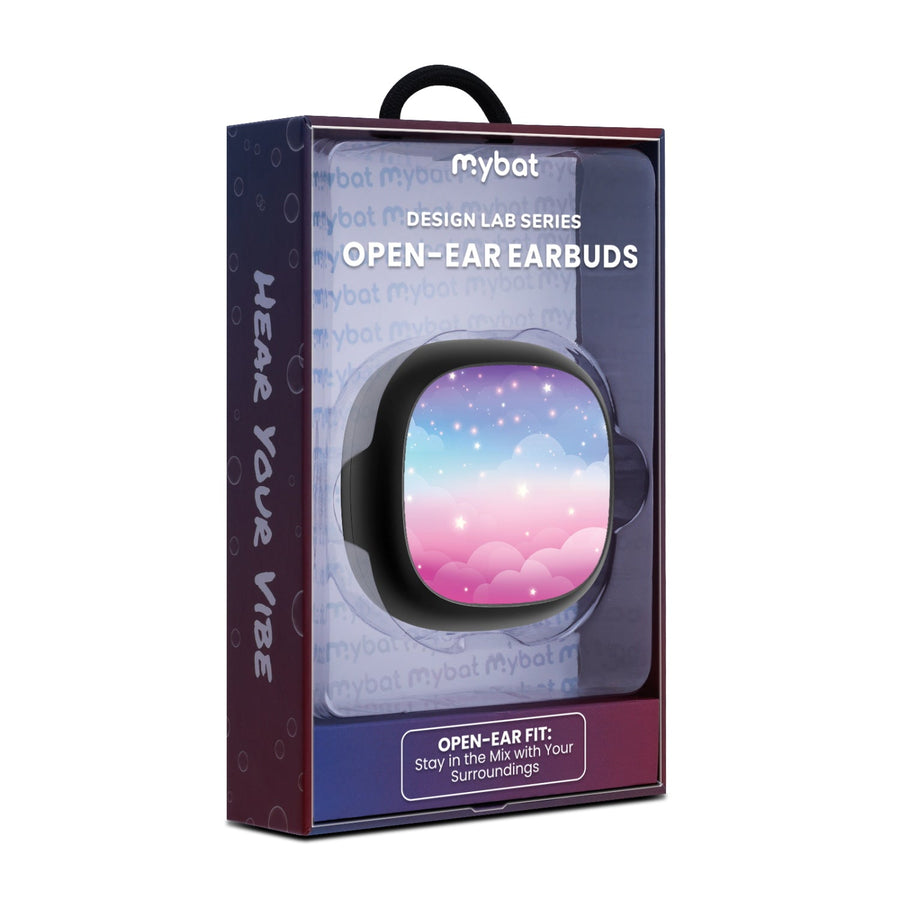 MyBat Design Lab Open-Ear Earbuds - Black - Clouds & Stars