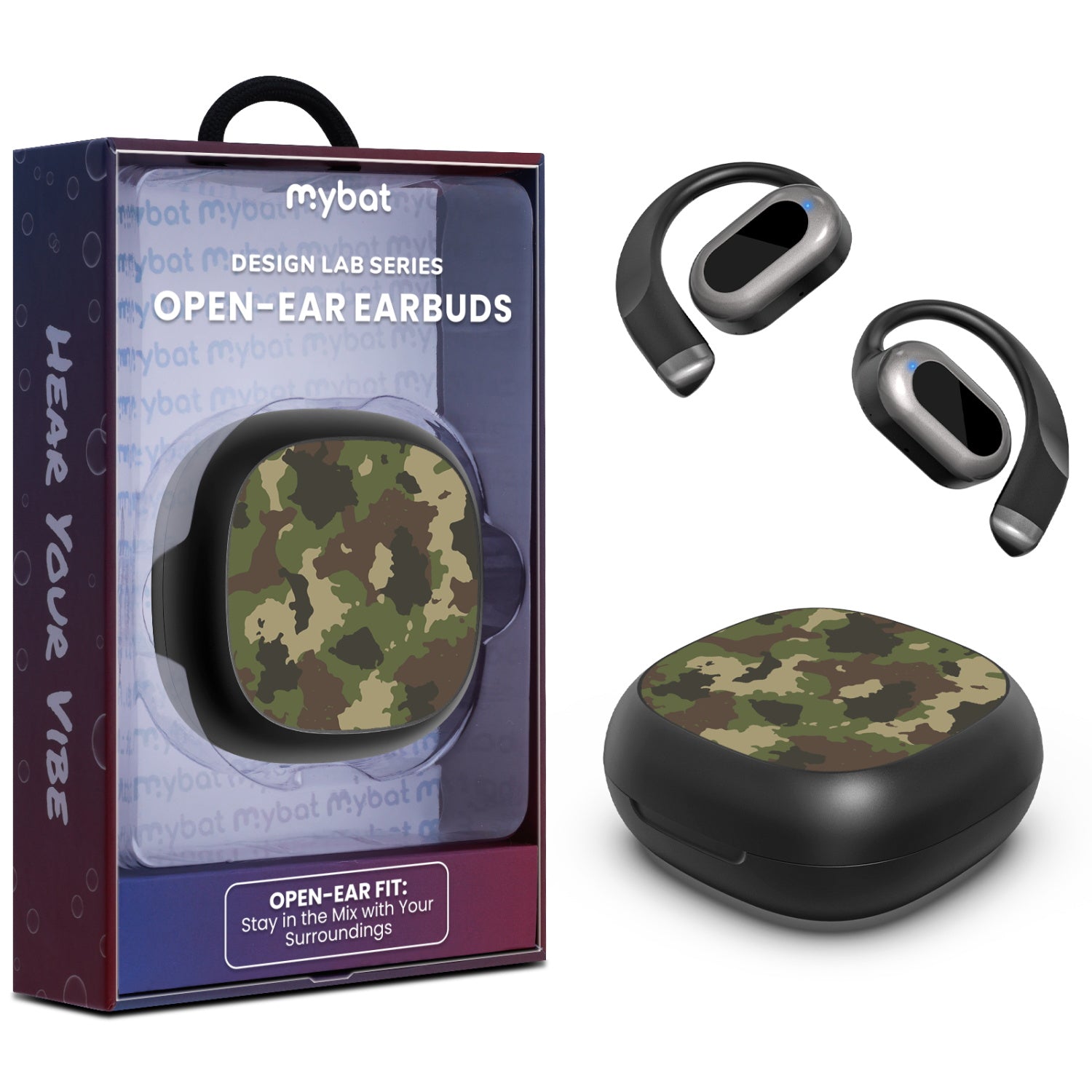 MyBat Design Lab Open-Ear Earbuds - Black - Army Camouflage