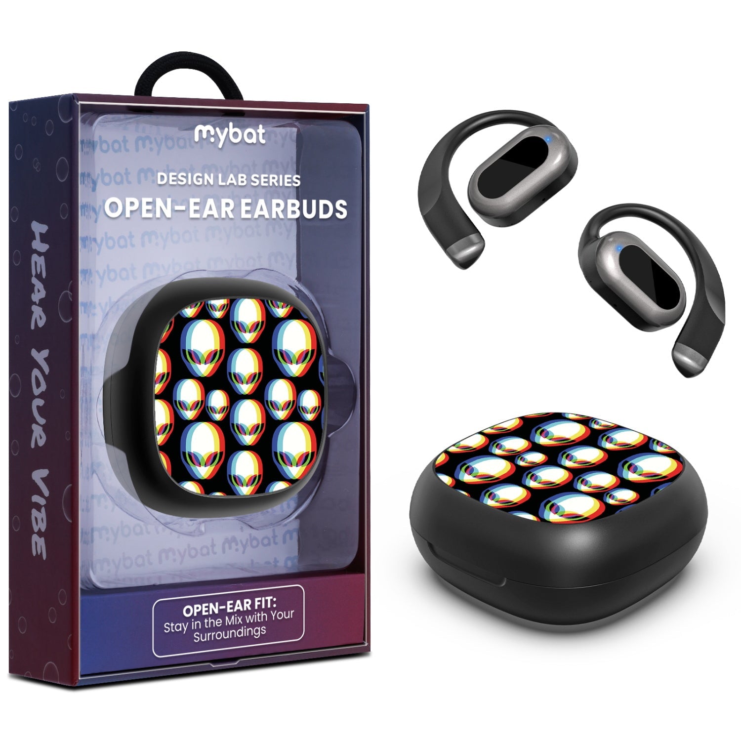 MyBat Design Lab Open-Ear Earbuds - Black - Extraterrestrial