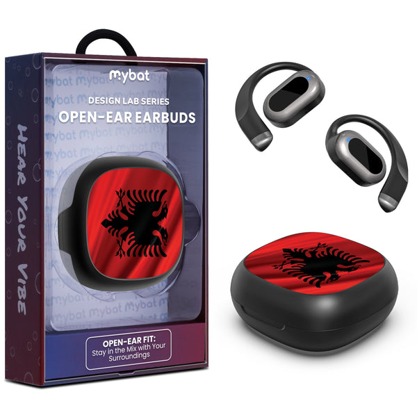 MyBat Design Lab Open-Ear Earbuds - Black - Albania Flag - MFHSBTST251-140-1.jpg