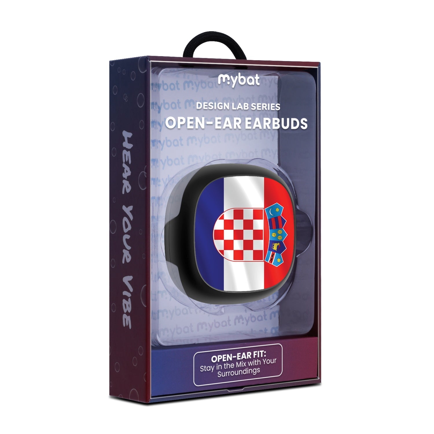 MyBat Design Lab Open-Ear Earbuds - Black - Croatia Flag