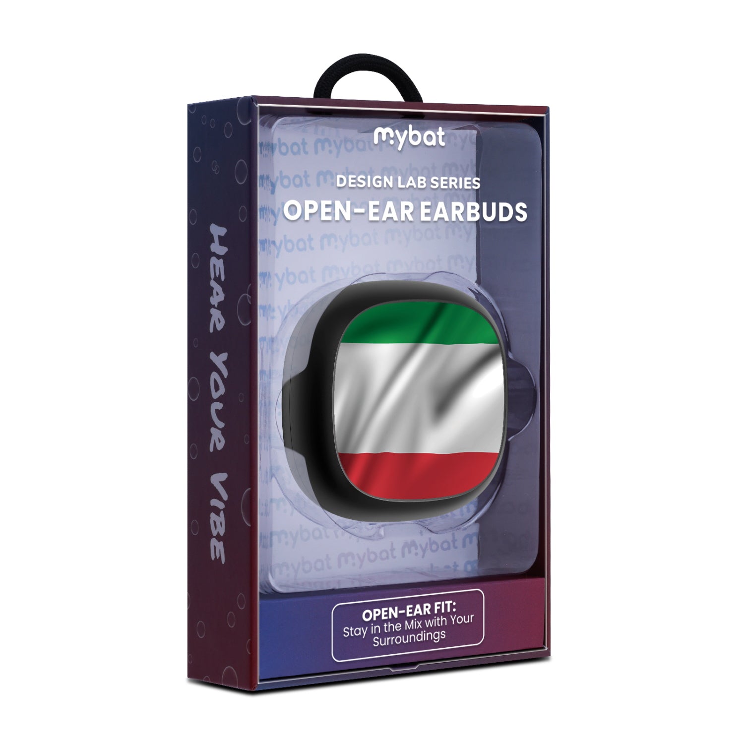 MyBat Design Lab Open-Ear Earbuds - Black - Italy Flag