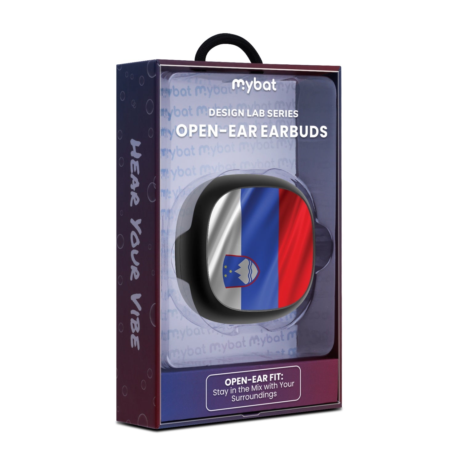 MyBat Design Lab Open-Ear Earbuds - Black - Slovenia Flag