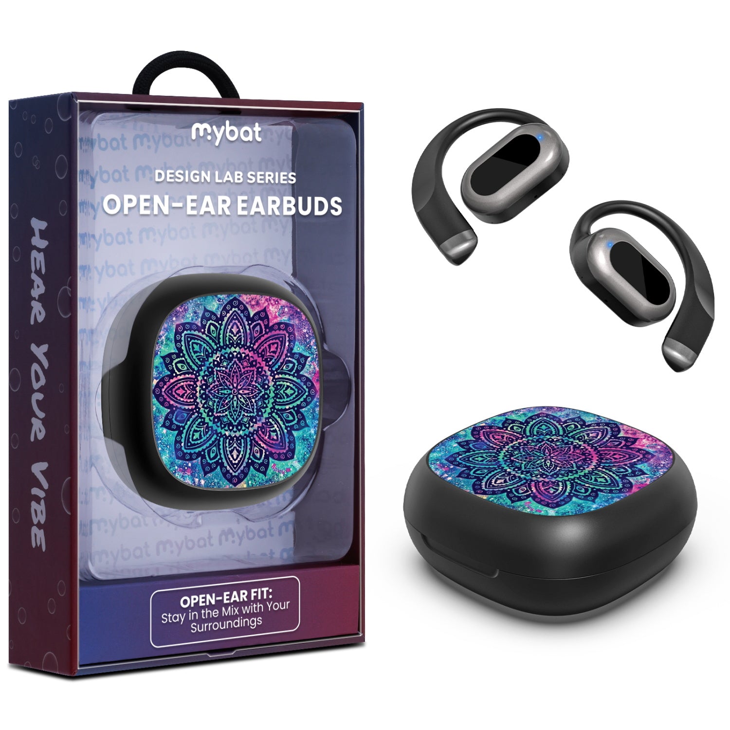 MyBat Design Lab Open-Ear Earbuds - Black - Cosmic Mandala - MFHSBTST251-165-1.jpg
