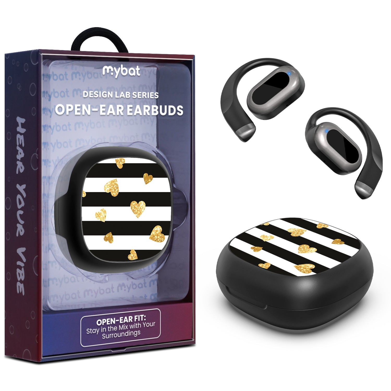 MyBat Design Lab Open-Ear Earbuds - Black - Heart of Gold - MFHSBTST251-166-1.jpg
