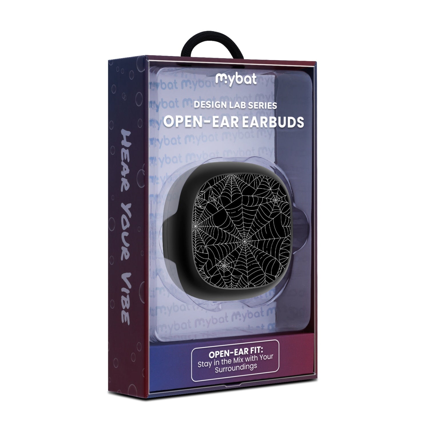MyBat Design Lab Open-Ear Earbuds - Black - Spider Web