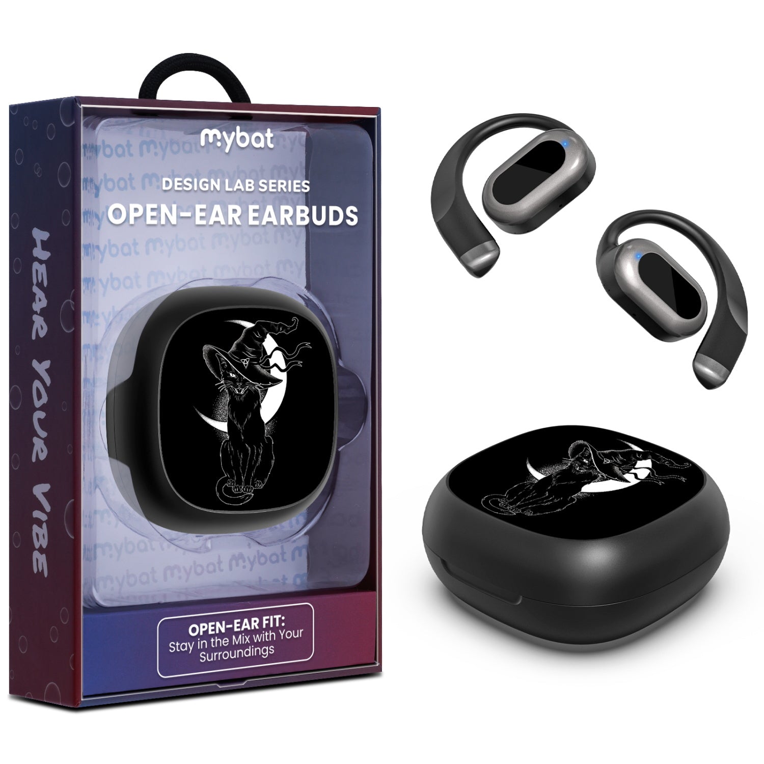 MyBat Design Lab Open-Ear Earbuds - Black - Black Cat Magic - MFHSBTST251-223-1.jpg