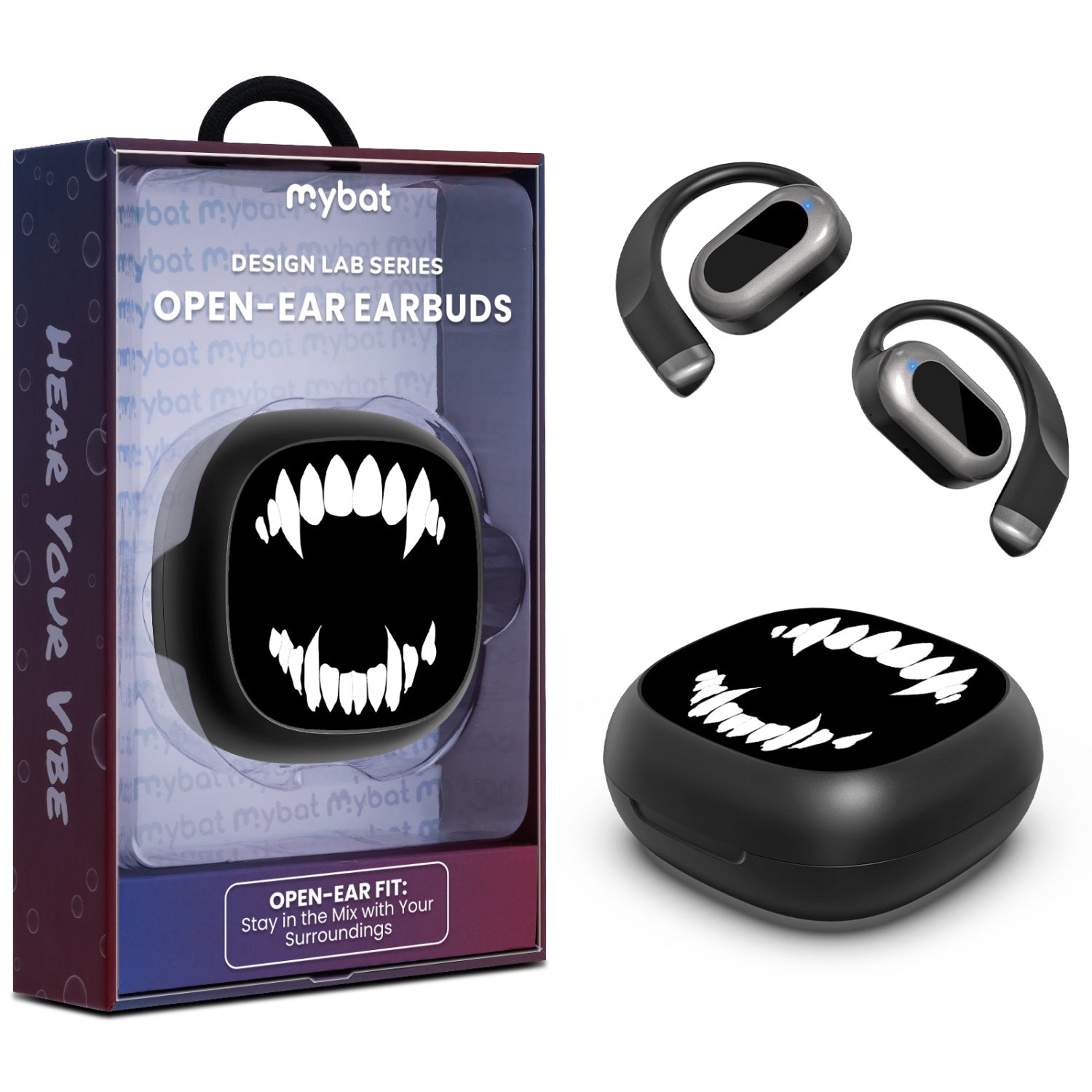 MyBat Design Lab Open-Ear Earbuds - Black - Vampire Fangs - MFHSBTST251-230-1.jpg