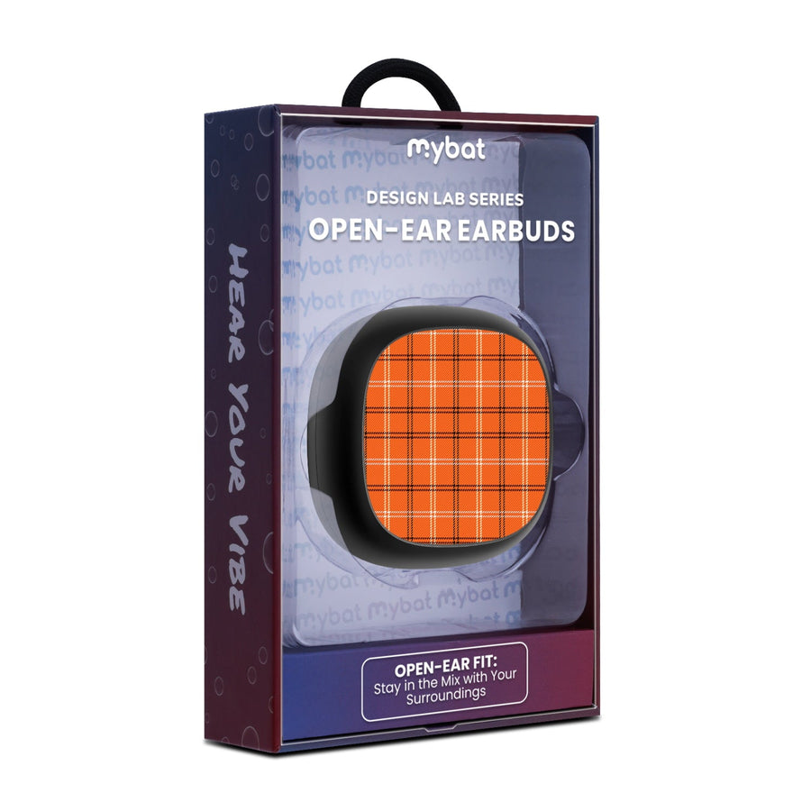 MyBat Design Lab Open-Ear Earbuds - Black - Pumpkin Plaid
