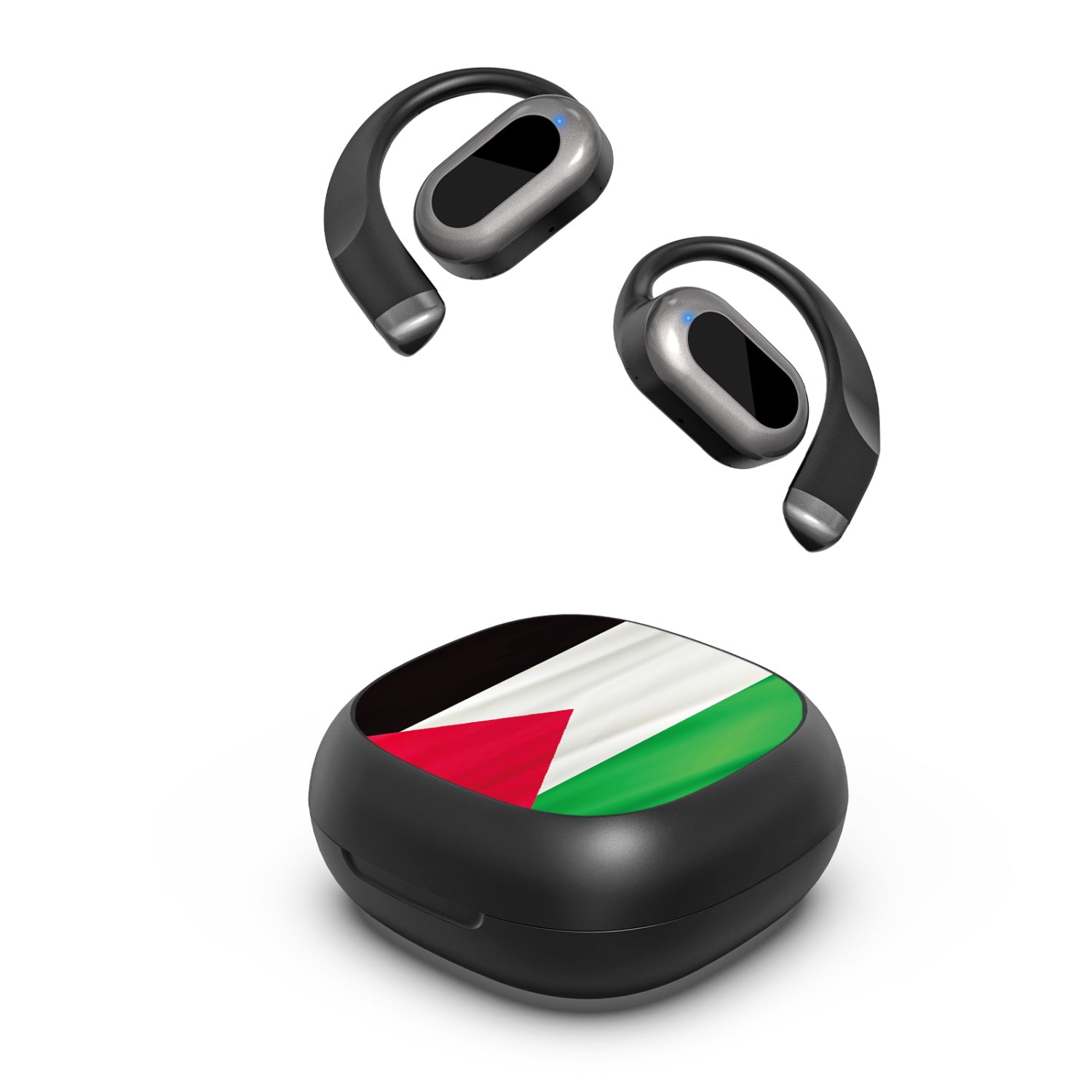 MyBat Design Lab Open-Ear Earbuds - Black - Palestine Flag - MFHSBTST251-306-2.jpg