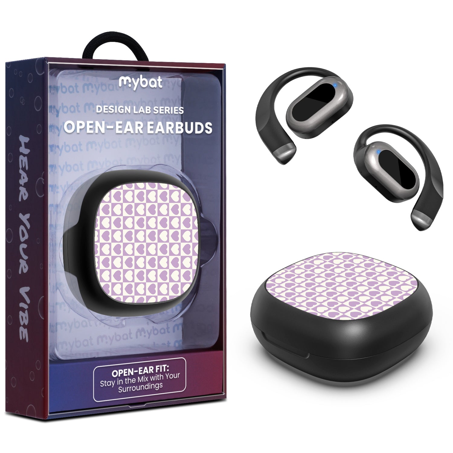 MyBat Design Lab Open-Ear Earbuds - Black - Heart Grid - MFHSBTST251-339-1.jpg