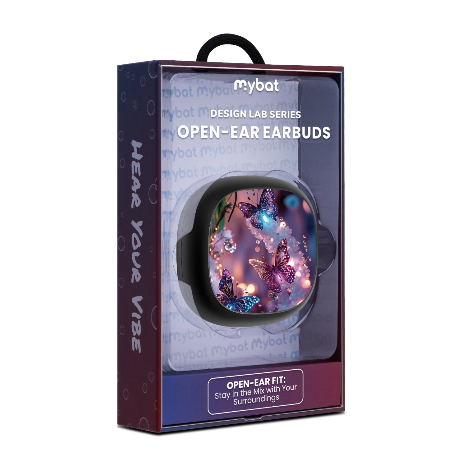 MyBat Design Lab Open-Ear Earbuds - Black - Magical Butterflies