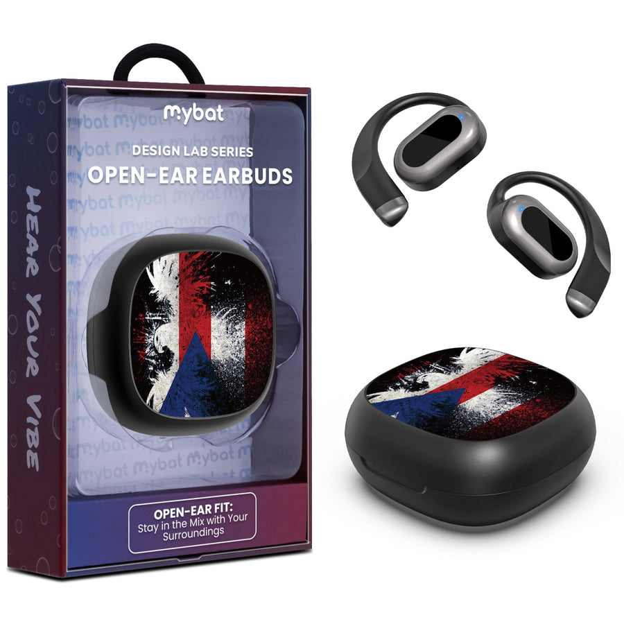MyBat Design Lab Open-Ear Earbuds - Black - Puerto Rico Eagle Flag