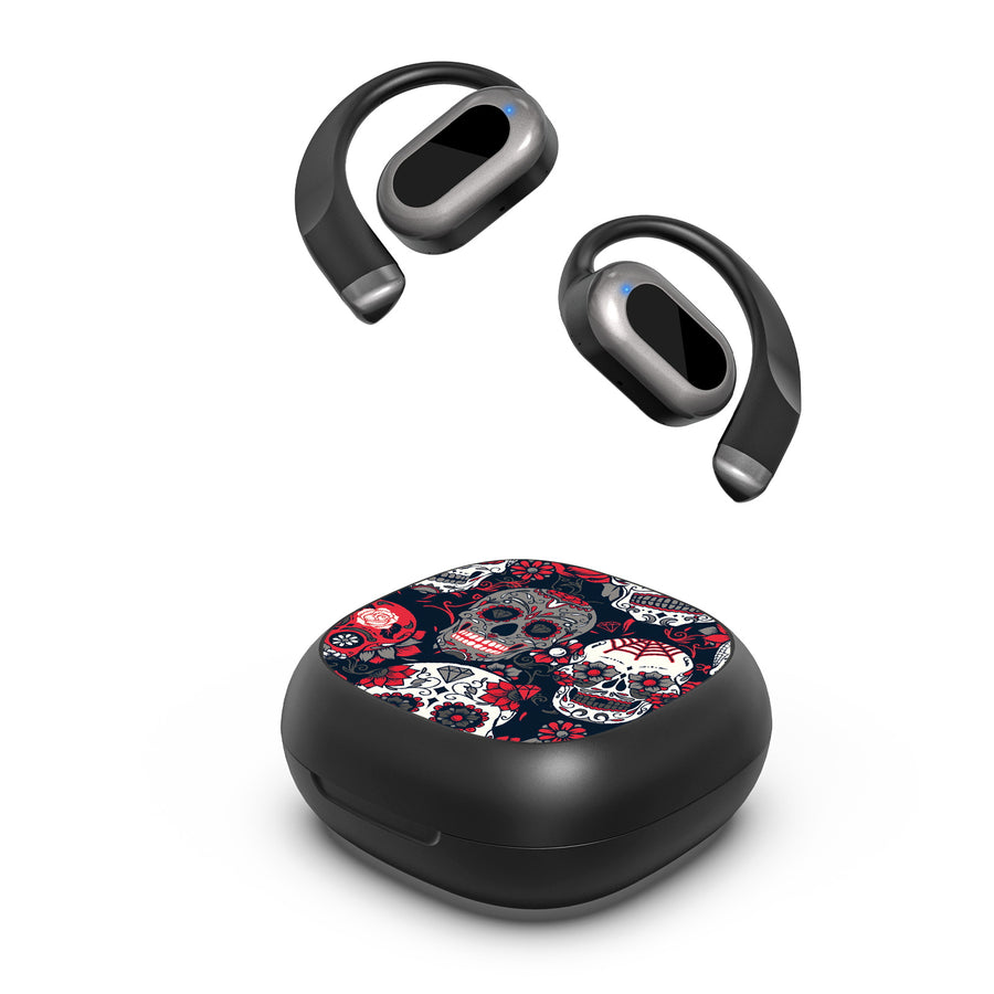 MyBat Design Lab Open-Ear Earbuds - Black - Sugar Rose Skulls - MFHSBTST251-418-2.jpg