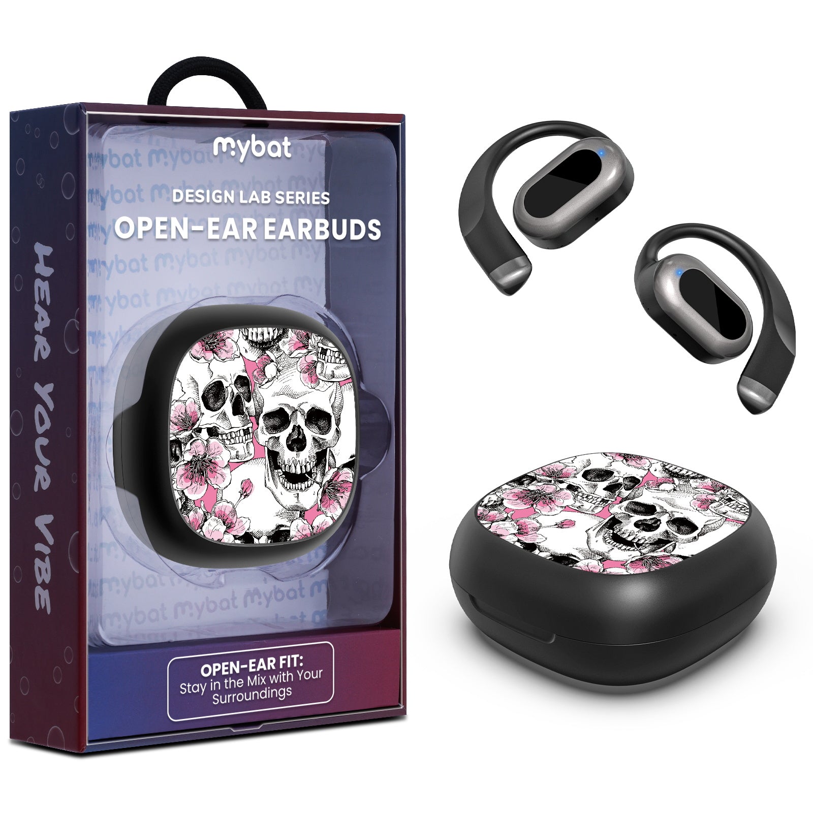 MyBat Design Lab Open-Ear Earbuds - Black - Death Blooms - MFHSBTST251-419-1.jpg