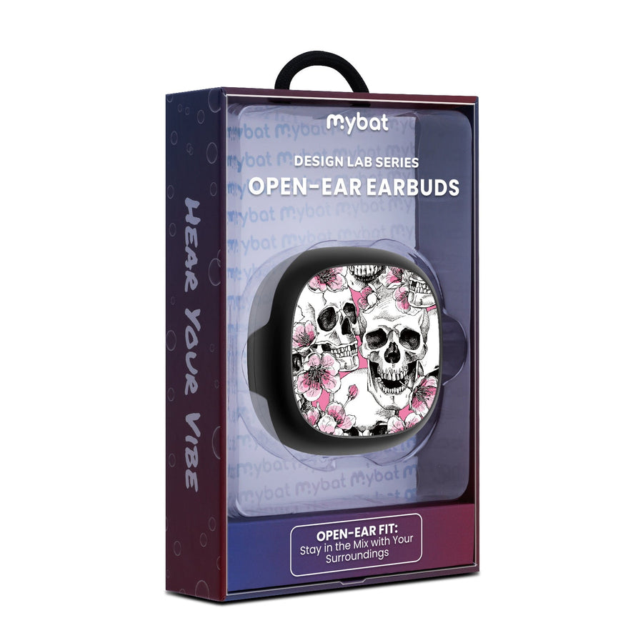 MyBat Design Lab Open-Ear Earbuds - Black - Death Blooms