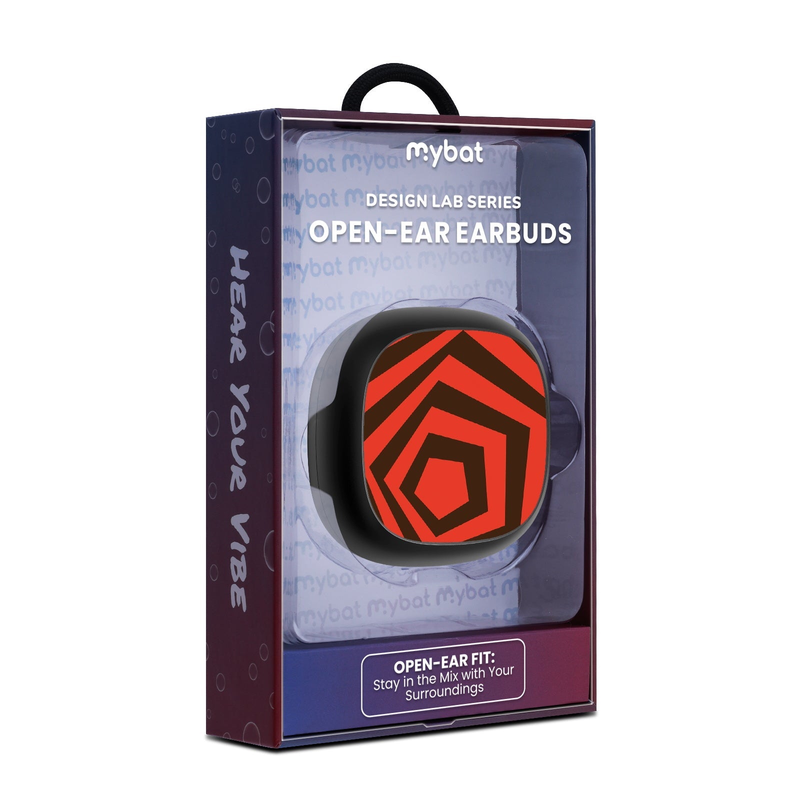 MyBat Design Lab Open-Ear Earbuds - Black - Downward Spiral