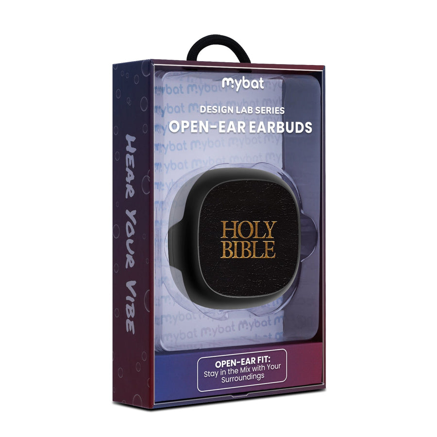 MyBat Design Lab Open-Ear Earbuds - Black - Holy Bible