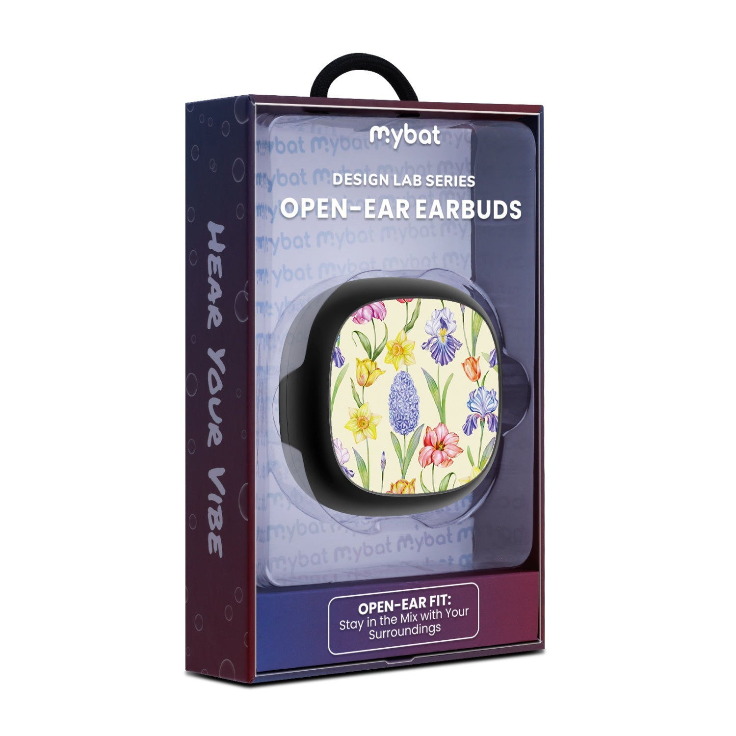 MyBat Design Lab Open-Ear Earbuds - Black - Spring Has Sprung