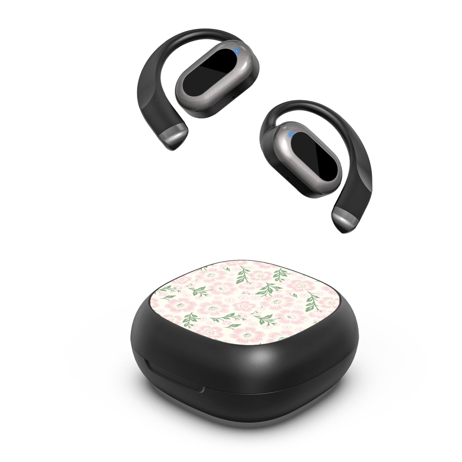 MyBat Design Lab Open-Ear Earbuds - Black - Pink Posies - MFHSBTST251-473-2.jpg
