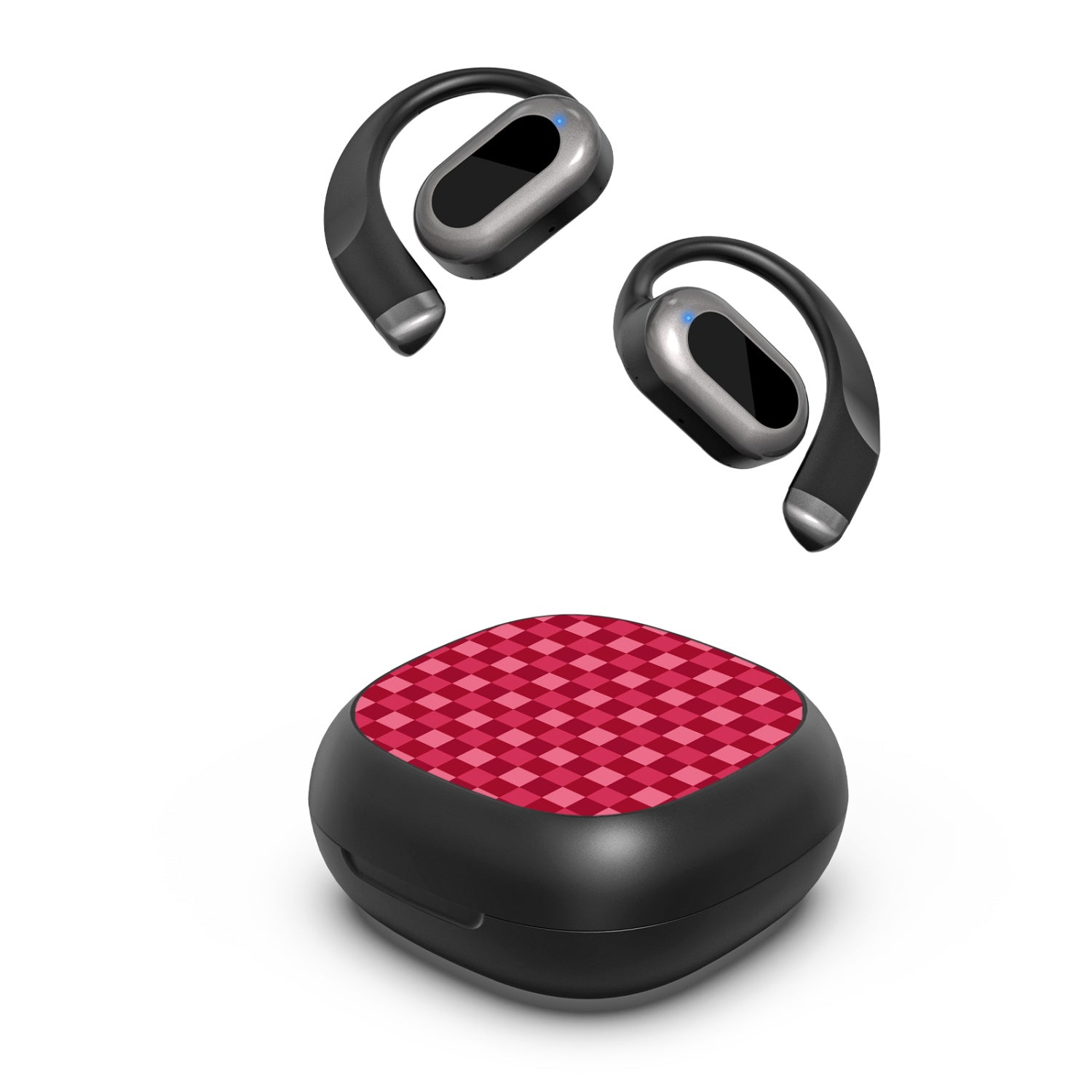 MyBat Design Lab Open-Ear Earbuds - Black - Raspberry Check - MFHSBTST251-481-2.jpg