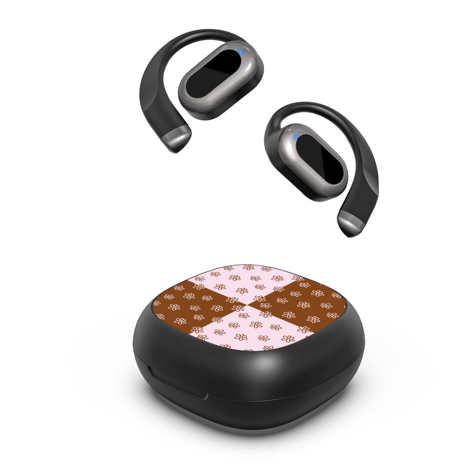 MyBat Design Lab Open-Ear Earbuds - Black - Flower Patches - MFHSBTST251-484-2.jpg