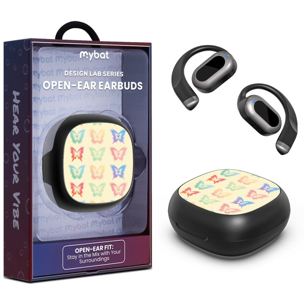 MyBat Design Lab Open-Ear Earbuds - Black - Technicolor Butterflies - MFHSBTST251-487-1.jpg