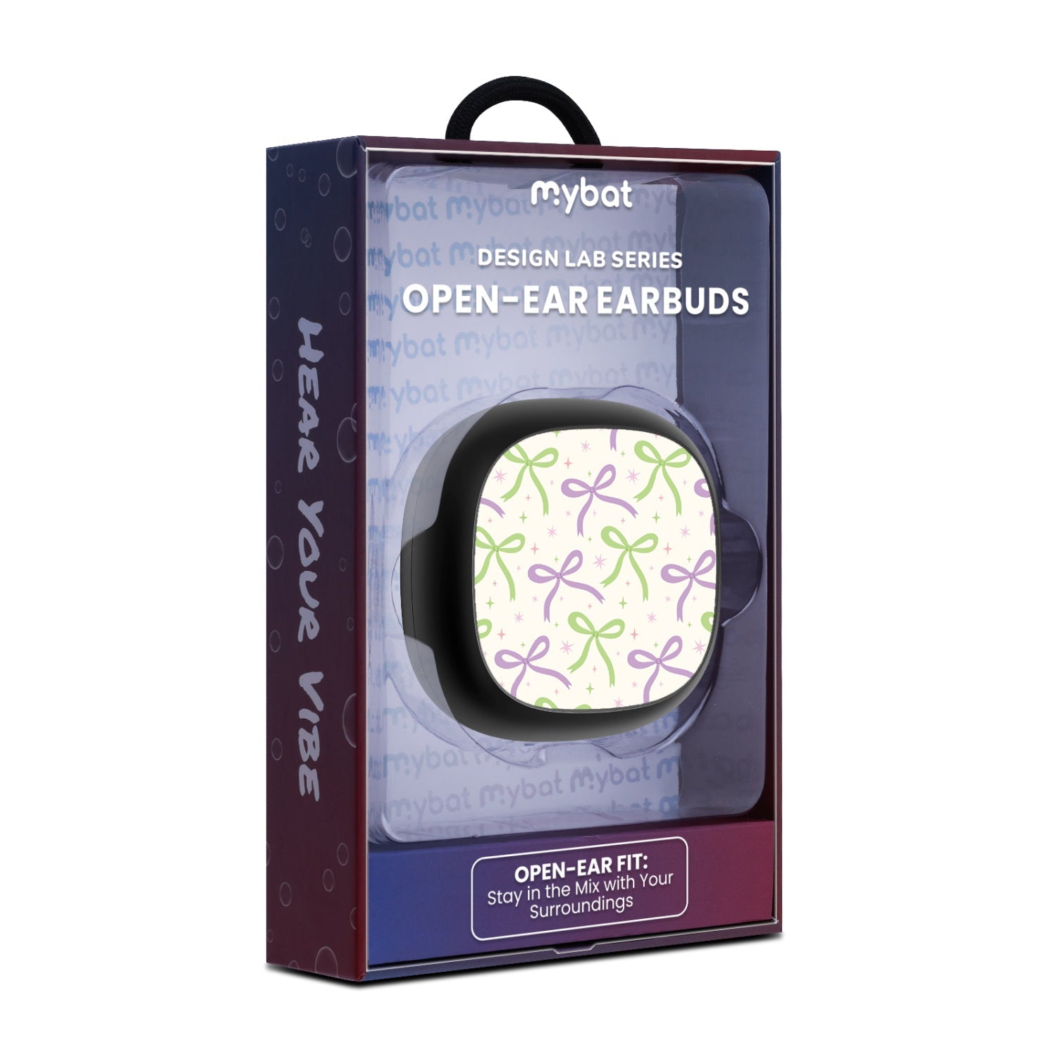 MyBat Design Lab Open-Ear Earbuds - Black - Blooming Bows